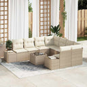vidaXL Tuinbank Set met kussen 9 pcs Zwart en Crème poly rattan
