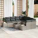 vidaXL Tuinbank Set met kussen 9 pcs Zwart en Crème poly rattan