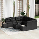 vidaXL Tuinbank Set met kussen 9 pcs Zwart en Crème poly rattan