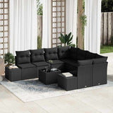 vidaXL Tuinbank Set met kussen 9 pcs Zwart en Crème poly rattan