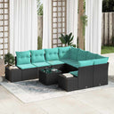 vidaXL Tuinbank Set 9 st Beige en Rood poly rattan