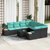 vidaXL Tuinbank Set 9 st Beige en Rood poly rattan