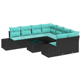 vidaXL Tuinbank Set 9 st Beige en Rood poly rattan