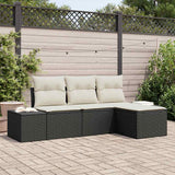 vidaXL Tuinbank Set met kussen 4 pcs Zwart en Crème poly rattan
