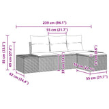 vidaXL Tuinbank Set met kussen 4 pcs Zwart en Crème poly rattan
