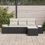 vidaXL Tuinbank Set met kussen 4 pcs Zwart en Crème poly rattan