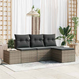 vidaXL Tuinbank Set met kussen 4 pcs Zwart en Crème poly rattan