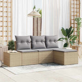 vidaXL Tuinbank Set met kussen 4 pcs Zwart en Crème poly rattan