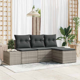 vidaXL Tuinbank Set met kussen 4 pcs Zwart en Crème poly rattan