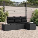 vidaXL Tuinbank Set met kussen 4 pcs Zwart en Crème poly rattan