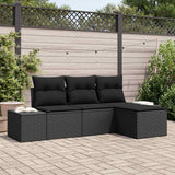 vidaXL Tuinbank Set met kussen 4 pcs Zwart en Crème poly rattan