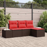 vidaXL Tuinbank Set 4 st Bruin en Rood poly rattan