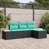 vidaXL Tuinbank Set 4 st Bruin en Rood poly rattan