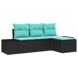 vidaXL Tuinbank Set 4 st Bruin en Rood poly rattan