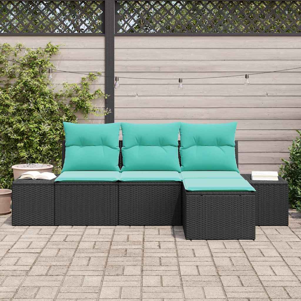 vidaXL Tuinbank Set 4 st Bruin en Rood poly rattan
