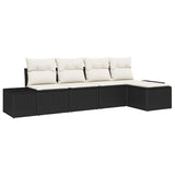 vidaXL Tuinbank Set met kussen 5 pcs Zwart en Crème poly rattan