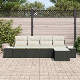 vidaXL Tuinbank Set met kussen 5 pcs Zwart en Crème poly rattan
