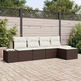 vidaXL Tuinbank Set met kussen 5 pcs Zwart en Crème poly rattan