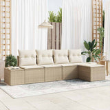 vidaXL Tuinbank Set met kussen 5 pcs Zwart en Crème poly rattan
