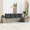 vidaXL Tuinbank Set met kussen 5 pcs Zwart en Crème poly rattan