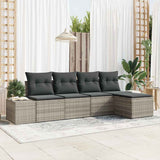 vidaXL Tuinbank Set met kussen 5 pcs Zwart en Crème poly rattan