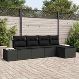 vidaXL Tuinbank Set met kussen 5 pcs Zwart en Crème poly rattan