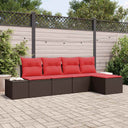 vidaXL Garden Bench Set 5 pcs Brown and Red poly rattan