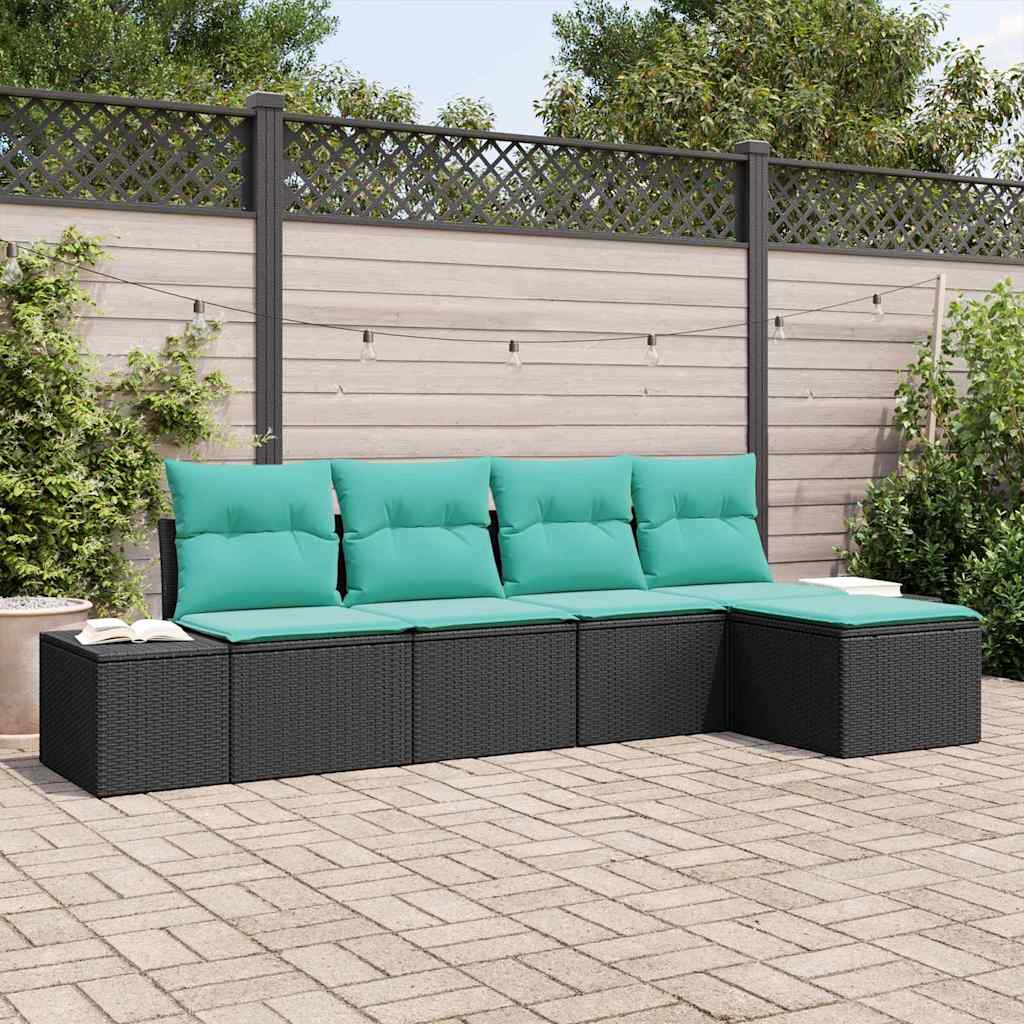 vidaXL Garden Bench Set 5 pcs Brown and Red poly rattan