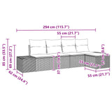 vidaXL Garden Bench Set 5 pcs Brown and Red poly rattan