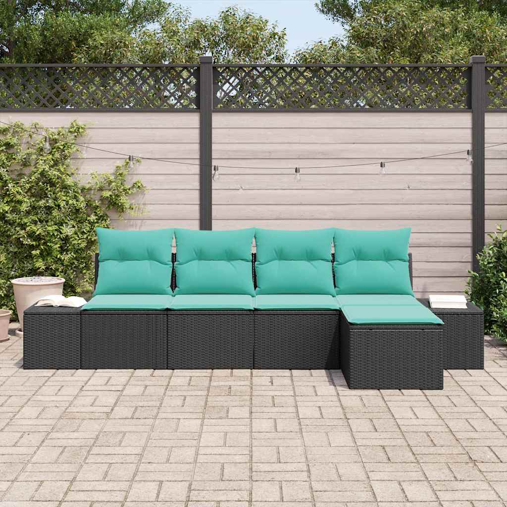 vidaXL Garden Bench Set 5 pcs Brown and Red poly rattan
