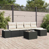 vidaXL Tuinbank Set met kussen 5 pcs Zwart en Crème poly rattan