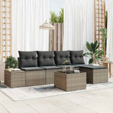 vidaXL Tuinbank Set met kussen 5 pcs Zwart en Crème poly rattan