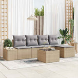 vidaXL Tuinbank Set met kussen 5 pcs Zwart en Crème poly rattan