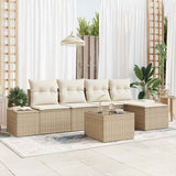 vidaXL Tuinbank Set met kussen 5 pcs Zwart en Crème poly rattan