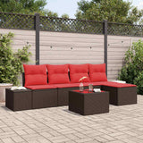 vidaXL Garden Bench Set 5 pcs Brown and Red poly rattan