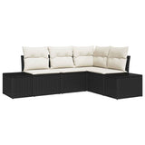vidaXL Tuinbank Set met opslag 4 pcs Zwart en Crème poly rattan
