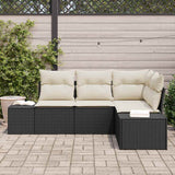 vidaXL Tuinbank Set met opslag 4 pcs Zwart en Crème poly rattan