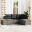 vidaXL Tuinbank Set met opslag 4 pcs Zwart en Crème poly rattan