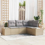 vidaXL Tuinbank Set met opslag 4 pcs Zwart en Crème poly rattan