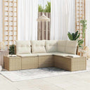 vidaXL Tuinbank Set met opslag 4 pcs Zwart en Crème poly rattan