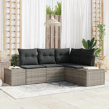 vidaXL Tuinbank Set met opslag 4 pcs Zwart en Crème poly rattan