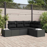 vidaXL Tuinbank Set met opslag 4 pcs Zwart en Crème poly rattan