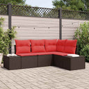 vidaXL Tuinbank Set 4 st Bruin en Rood poly rattan