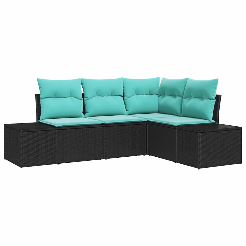 vidaXL Tuinbank Set 4 st Bruin en Rood poly rattan