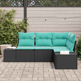vidaXL Tuinbank Set 4 st Bruin en Rood poly rattan