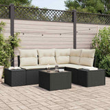 vidaXL Tuinbank Set met opslag 4 pcs Zwart en Crème poly rattan