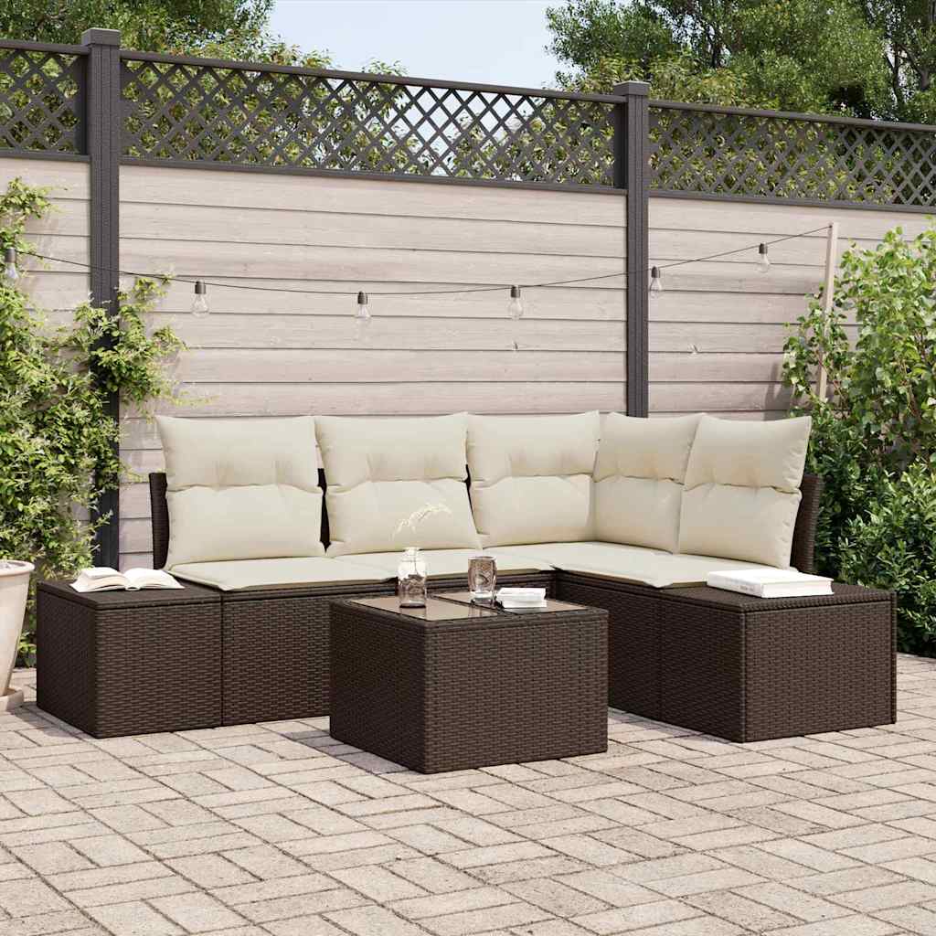 vidaXL Tuinbank Set met opslag 4 pcs Zwart en Crème poly rattan