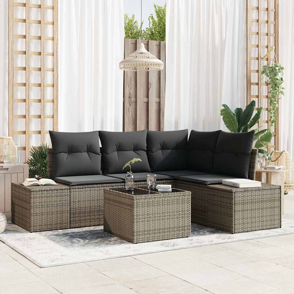 vidaXL Tuinbank Set met opslag 4 pcs Zwart en Crème poly rattan