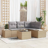 vidaXL Tuinbank Set met opslag 4 pcs Zwart en Crème poly rattan