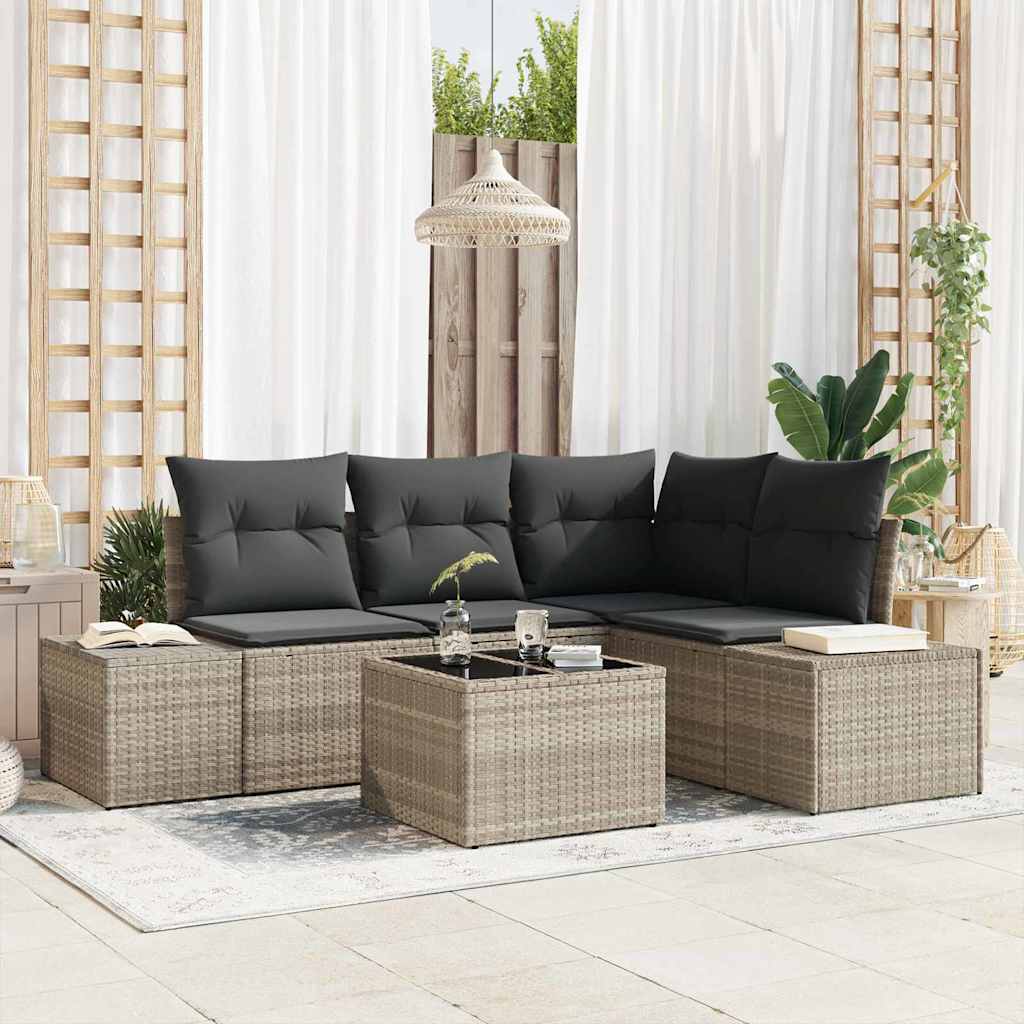 vidaXL Tuinbank Set met opslag 4 pcs Zwart en Crème poly rattan